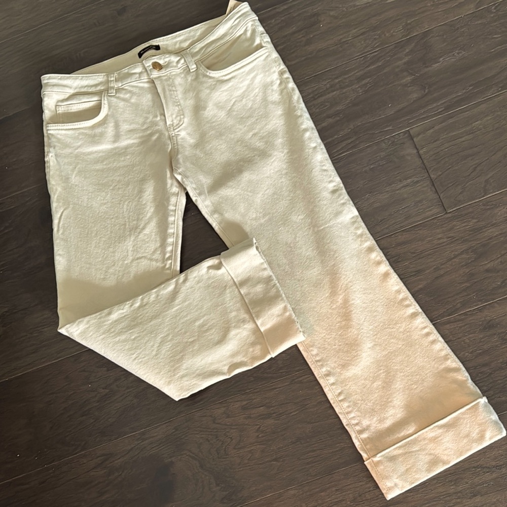 Massimo Dutti Cream Straight Leg Jeans size 10